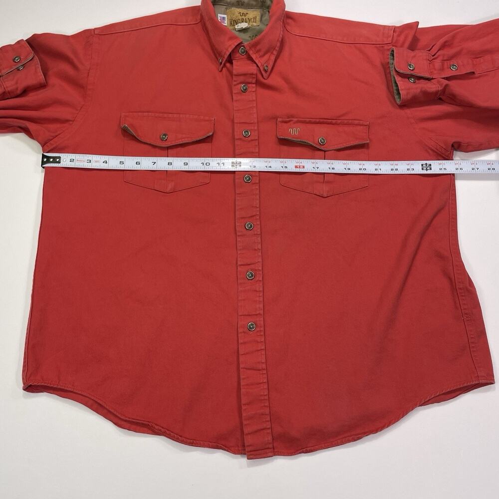 King Ranch Button Down Shirt Men’s XL Flip Cuff Salmon Made In USA Cowboy Rodeo - Picture 7 of 10